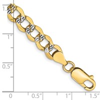 14K 6.75mm Semi-Solid Bracelet with Rhodium Pavé Curb with Lobster Clasp - 8in view 2