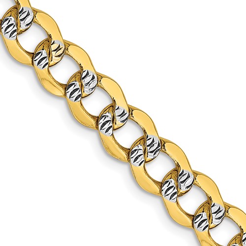 14K 16 inch 6.75mm Semi-Solid with Rhodium Pav? Curb with Lobster Clasp Chain