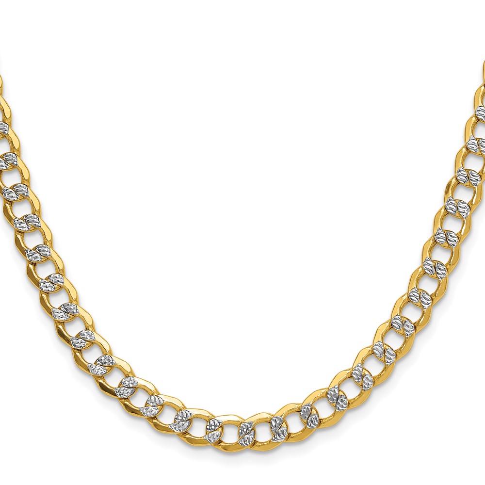 14k 7.1mm Semi-solid with Rhodium PavÃ© Curb Chain (PWF160-26)