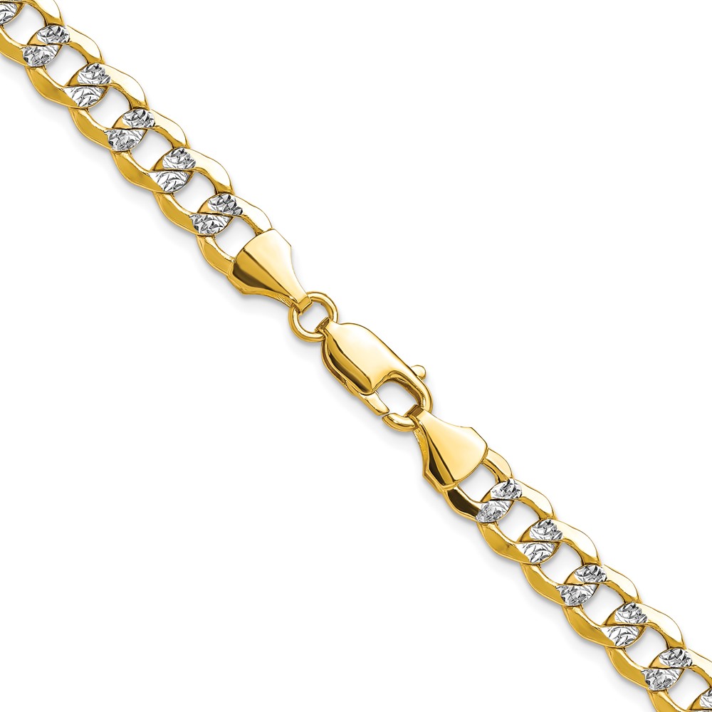 14k 7.1mm Semi-solid with Rhodium PavÃ© Curb Chain (PWF160-26)