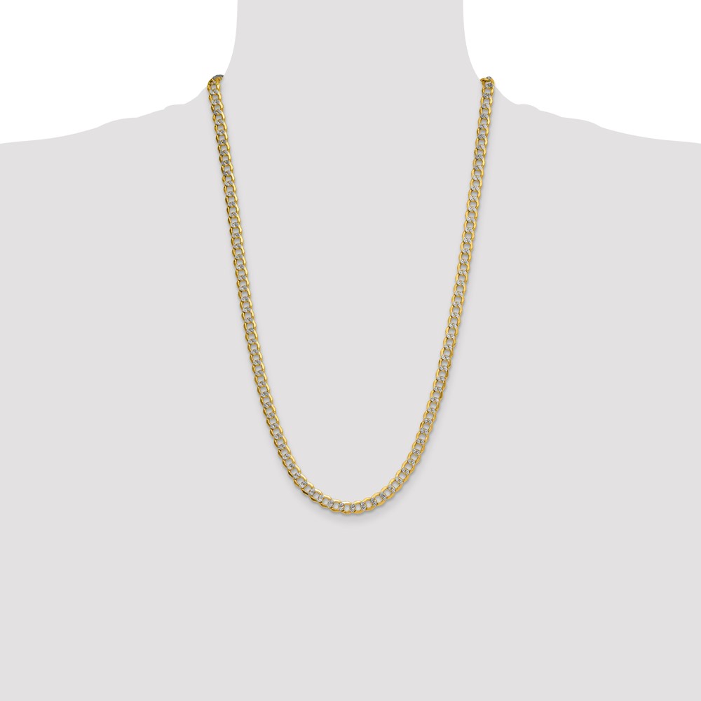 14k 7.1mm Semi-solid with Rhodium PavÃ© Curb Chain (PWF160-26)