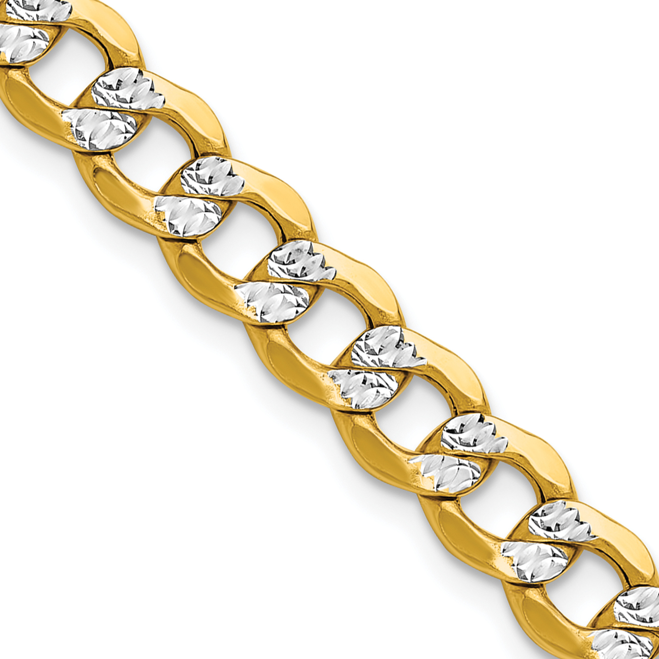 14k 7.1mm Semi-solid with Rhodium PavÃ© Curb Chain (PWF160-22)
