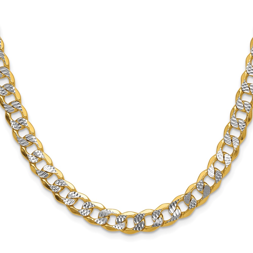 14k 7.75mm Semi-solid with Rhodium PavÃ© Curb Chain (PWF180-20)