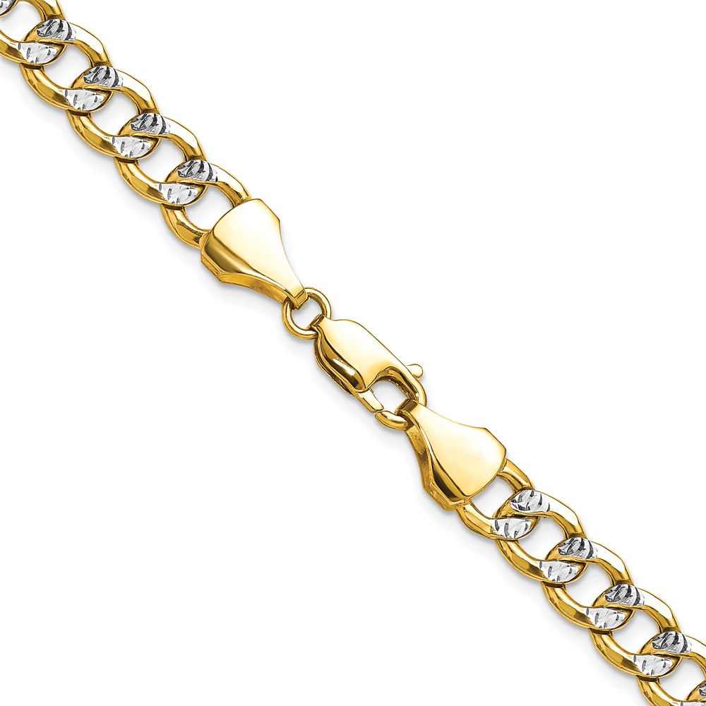 14k 7.75mm Semi-solid with Rhodium PavÃ© Curb Chain (PWF180-20)