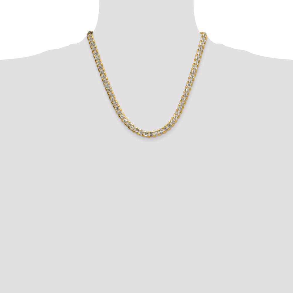 14k 7.75mm Semi-solid with Rhodium PavÃ© Curb Chain (PWF180-20)