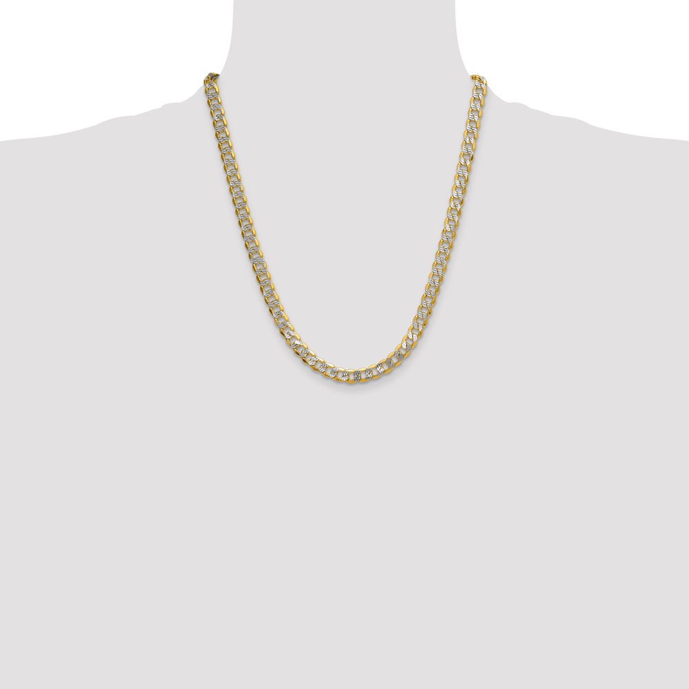 14k 7.75mm Semi-solid with Rhodium PavÃ© Curb Chain (PWF180-22)