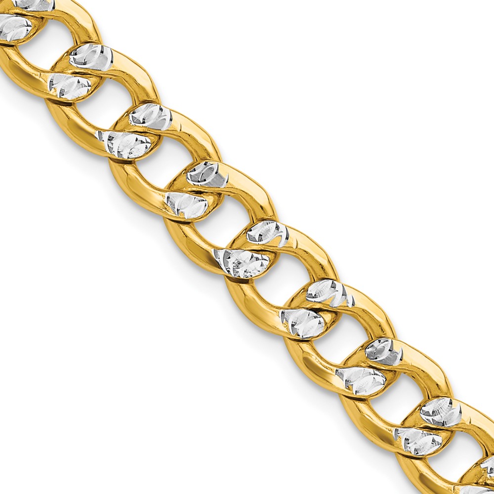 14k 7.75mm Semi-solid with Rhodium PavÃ© Curb Chain (PWF180-20)
