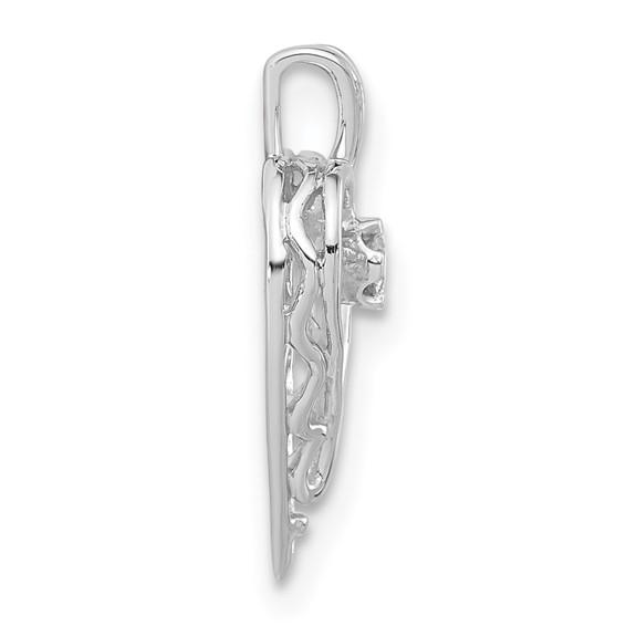 10k White Gold Polished Diamond Heart Pendant