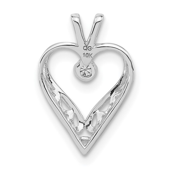 10k White Gold Polished Diamond Heart Pendant