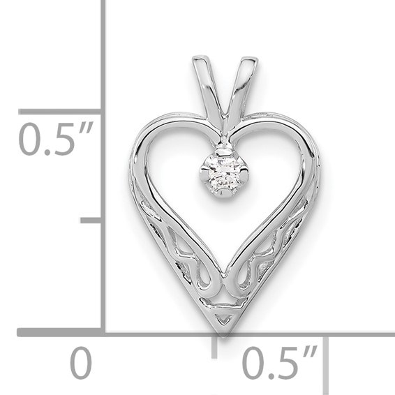 10k White Gold Polished Diamond Heart Pendant