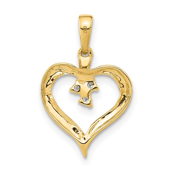 10k Polished Diamond Open Heart Pendant