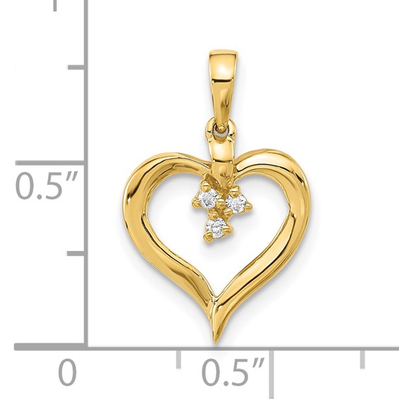 10k Polished Diamond Open Heart Pendant