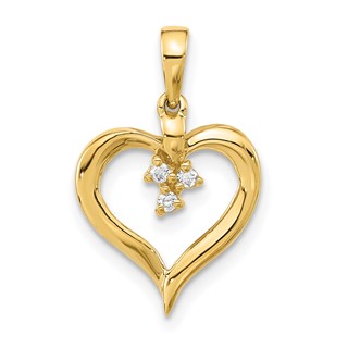 10k Polished Diamond Open Heart Pendant