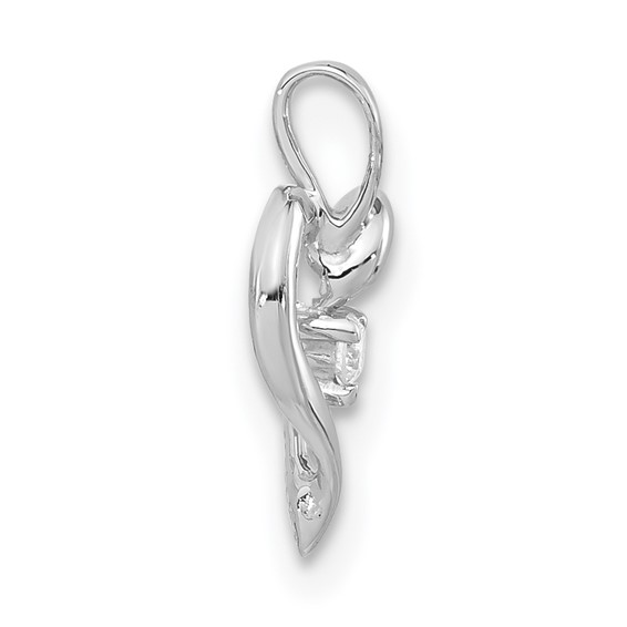 10k White Gold Polished Diamond Heart Pendant, No chain