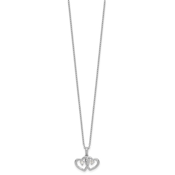 SS Diamond Double Heart Pendant Necklace