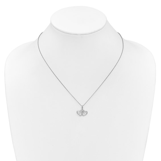 SS Diamond Double Heart Pendant Necklace