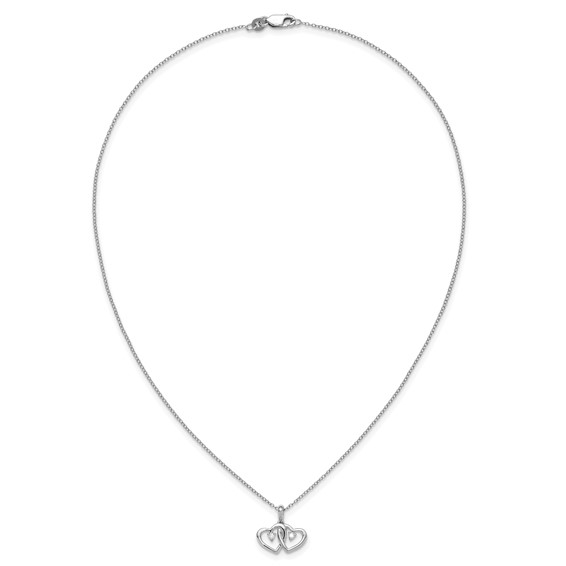 SS Diamond Double Heart Pendant Necklace