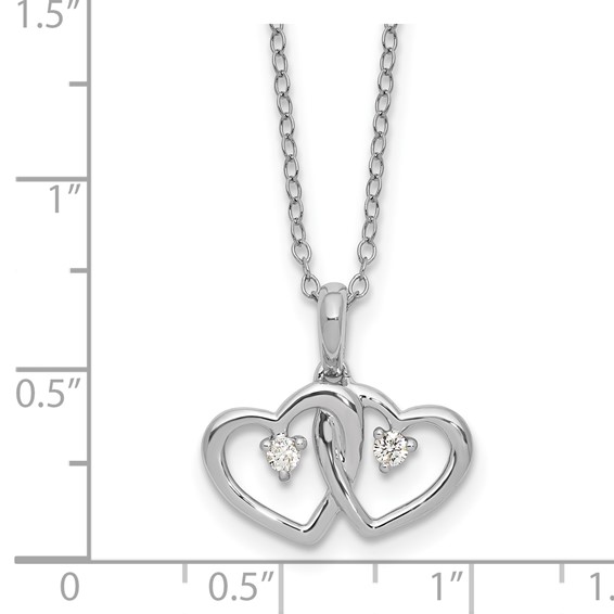 SS Diamond Double Heart Pendant Necklace