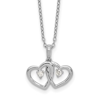 SS Diamond Double Heart Pendant Necklace