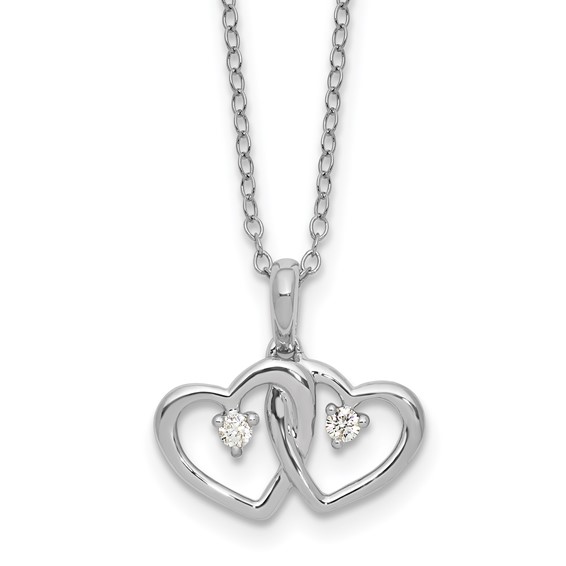 SS Diamond Double Heart Pendant Necklace