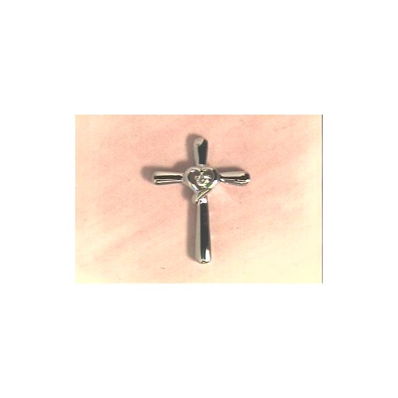10kw Diamond Cross Pendant w/chain, 1-.035 DIA CENTER - Dia:F60