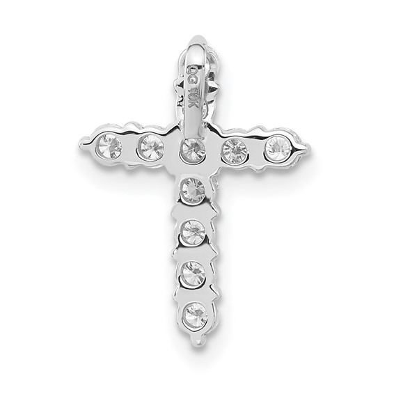 10k White Gold Polished Diamond Cross Chain Slide Pendant