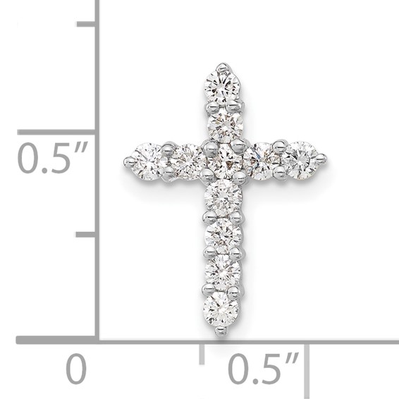 10k White Gold Polished Diamond Cross Chain Slide Pendant