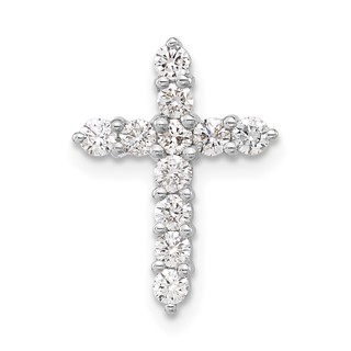 10k White Gold Polished Diamond Cross Chain Slide Pendant