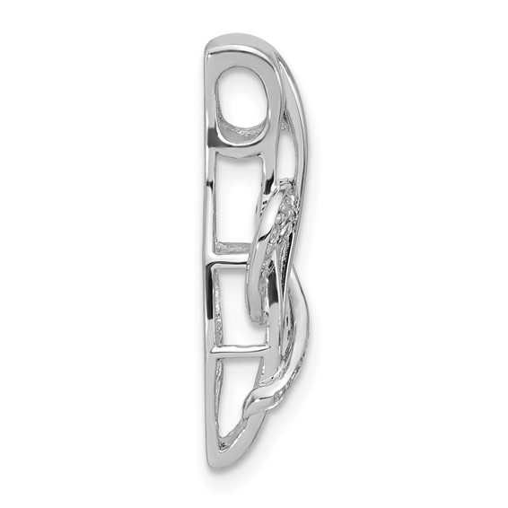 Sterling Silver Polished Fancy CZ Heart Chain Slide Pendant