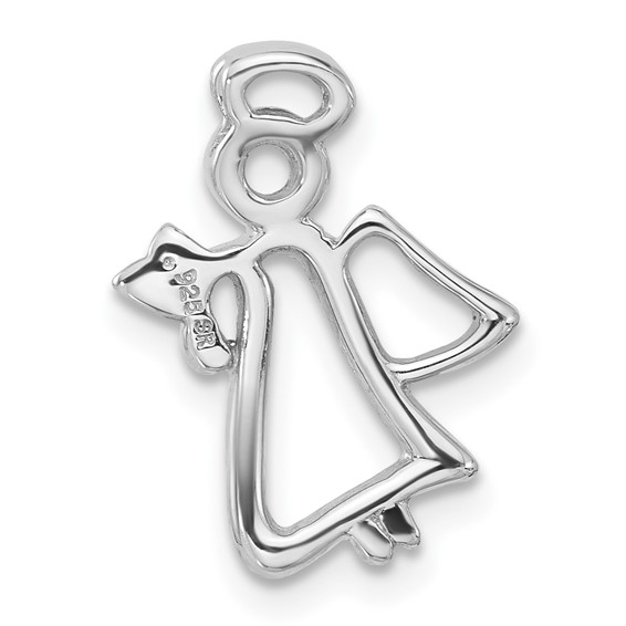 Sterling Silver Polished CZ Angel Chain Slide Pendant