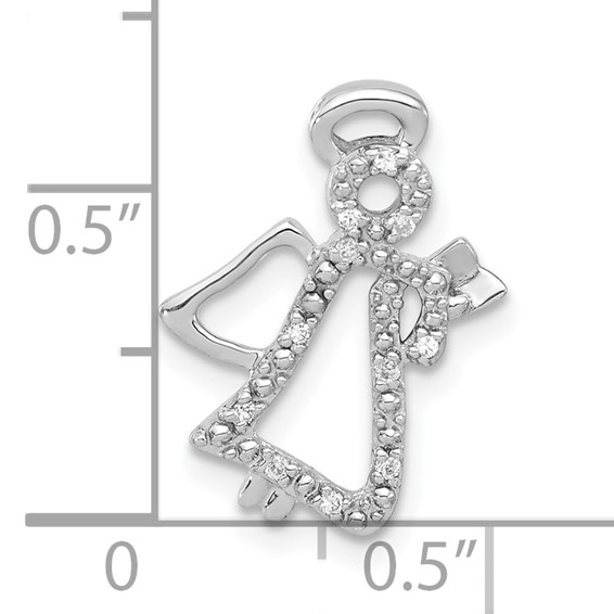 Sterling Silver Polished CZ Angel Chain Slide Pendant