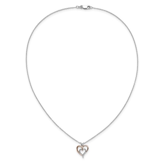 SS & Rose Gold Plated Diamond Pend Necklace W/ Chain