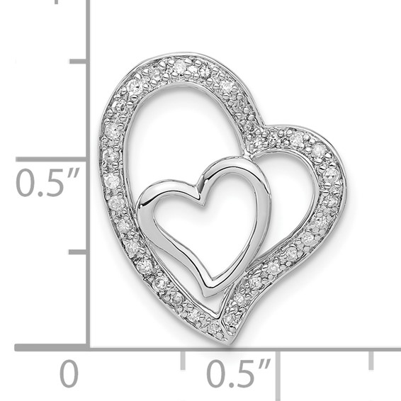 Sterling Silver Polished Diamond Double Heart Pendant