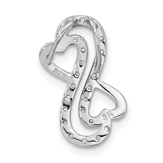 Sterling Silver Polished Diamond Heart Infinity Chain Slide
