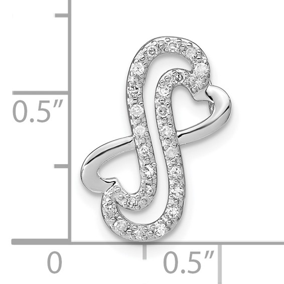 Sterling Silver Polished Diamond Heart Infinity Chain Slide