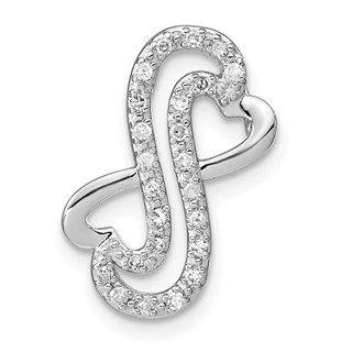 Sterling Silver Polished Diamond Heart Infinity Chain Slide