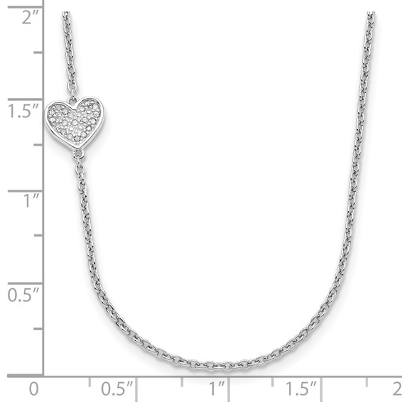 Sterling Silver Polished Diamond Heart Necklace