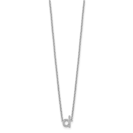 Sterling Silver Polished Diamond Initial d 16" with 2 in ext Necklace