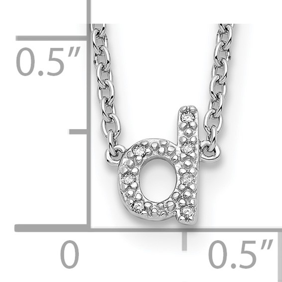 Sterling Silver Polished Diamond Initial d 16" with 2 in ext Necklace