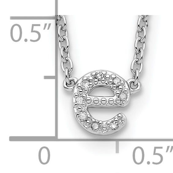 Sterling Silver Polished Diamond Initial e with 16" + 2 in ext Necklace