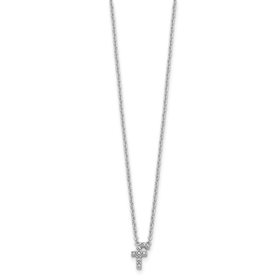 Sterling Silver Polished Diamond Initial f with 16" + 2 in ext Necklace