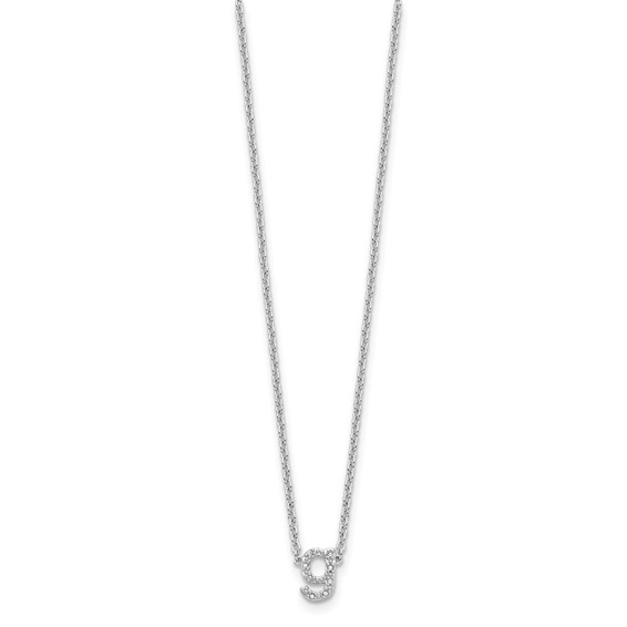 Sterling Silver Polished Diamond Initial g with 16" + 2 in ext Necklace