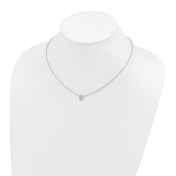 Sterling Silver Polished Diamond Initial g with 16" + 2 in ext Necklace