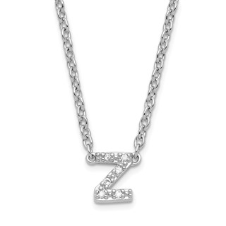 Sterling Silver with 6 Clear Stones Initial Z 16 inch with 2 inch extension Attached Necklace