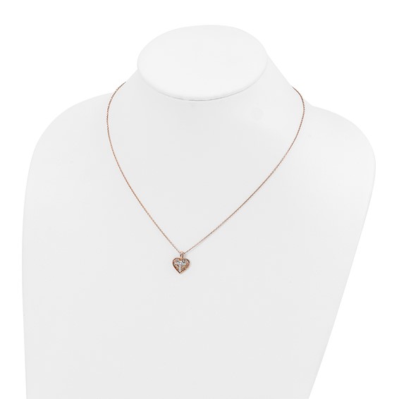 10K Rose Gold Rhod-plated Dia Heart Cross Pendant Rd: 10-200's Dia: S43