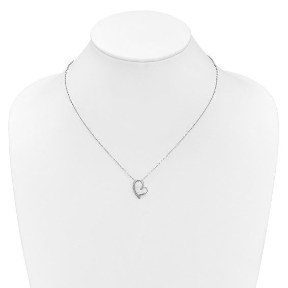 Sterling Silver Diamond Heart Pendant Necklace