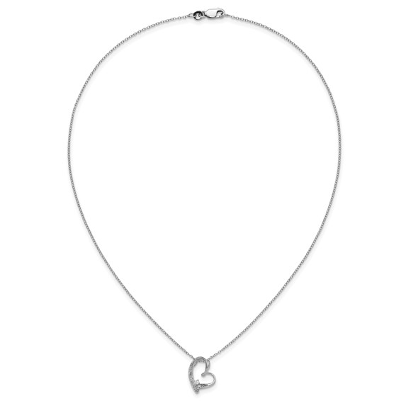 Sterling Silver Diamond Heart Pendant Necklace