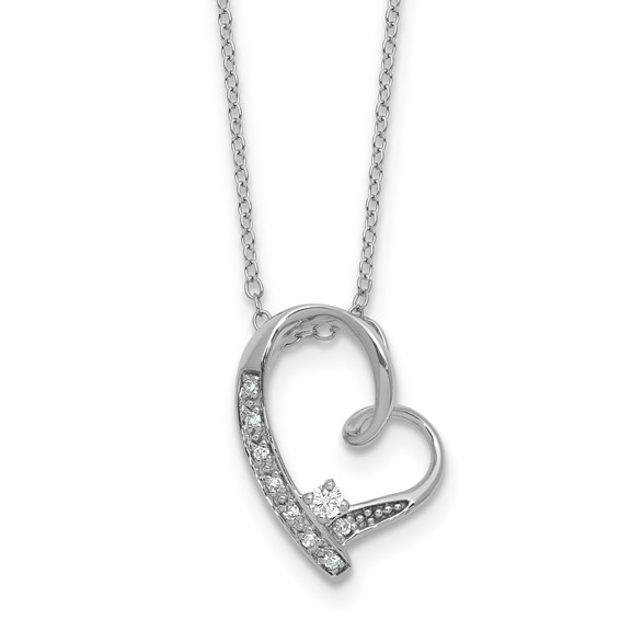 Sterling Silver Diamond Heart Pendant Necklace
