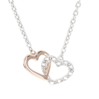 10k TT Diamond Heart Necklace, 12 - .01 RD - Mel:F45