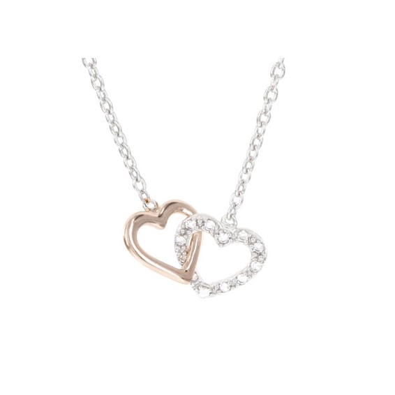 10k TT Diamond Heart Necklace, 12 - .01 RD - Mel:F45
